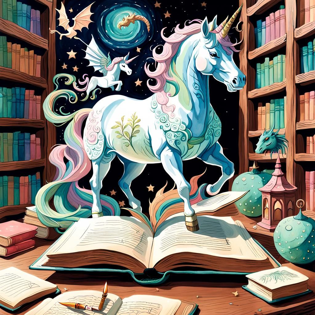 Magical Creatures Escape Book, Whimsical Gouache Art