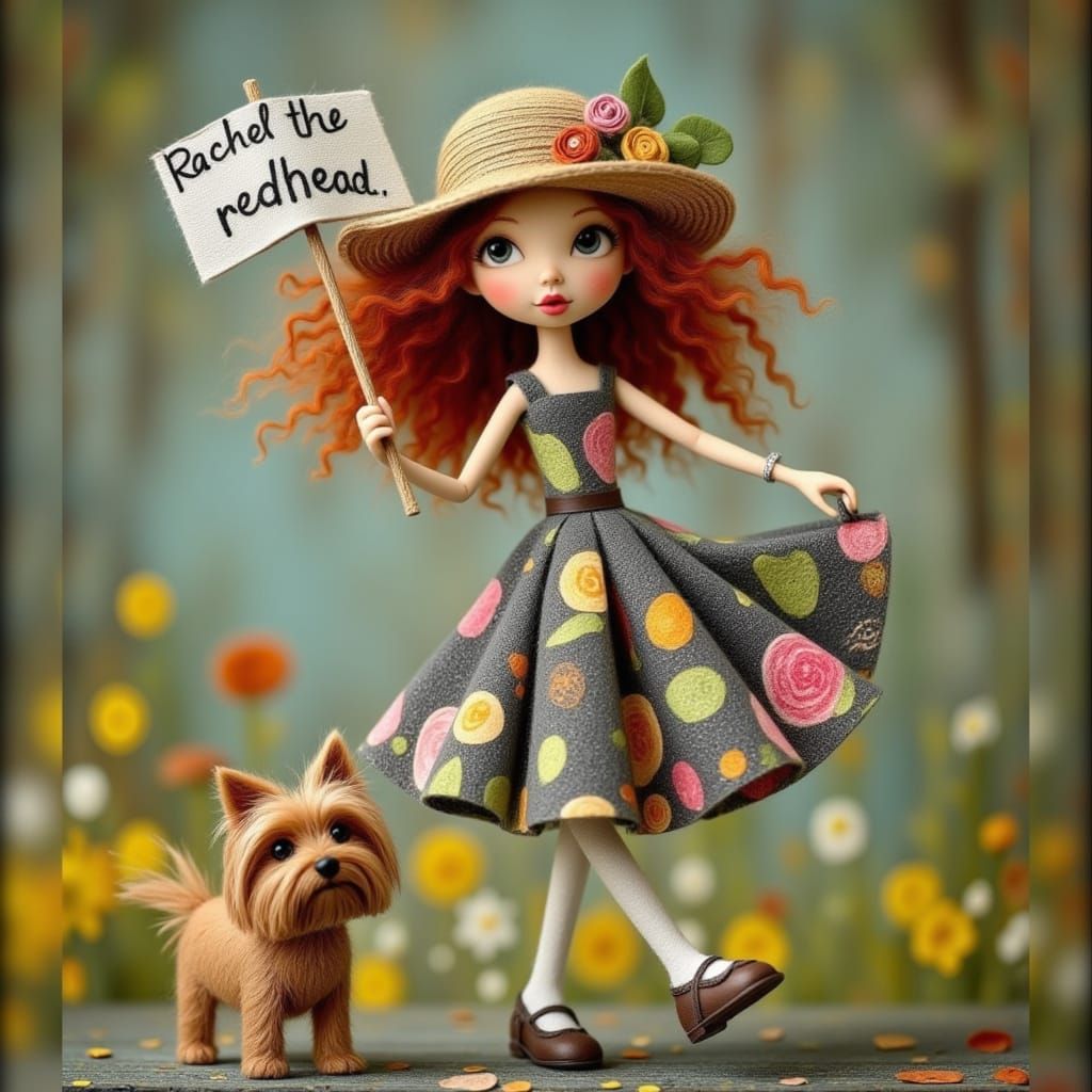 Girl Dances with Terrier in Hyperrealistic 3D Diorama