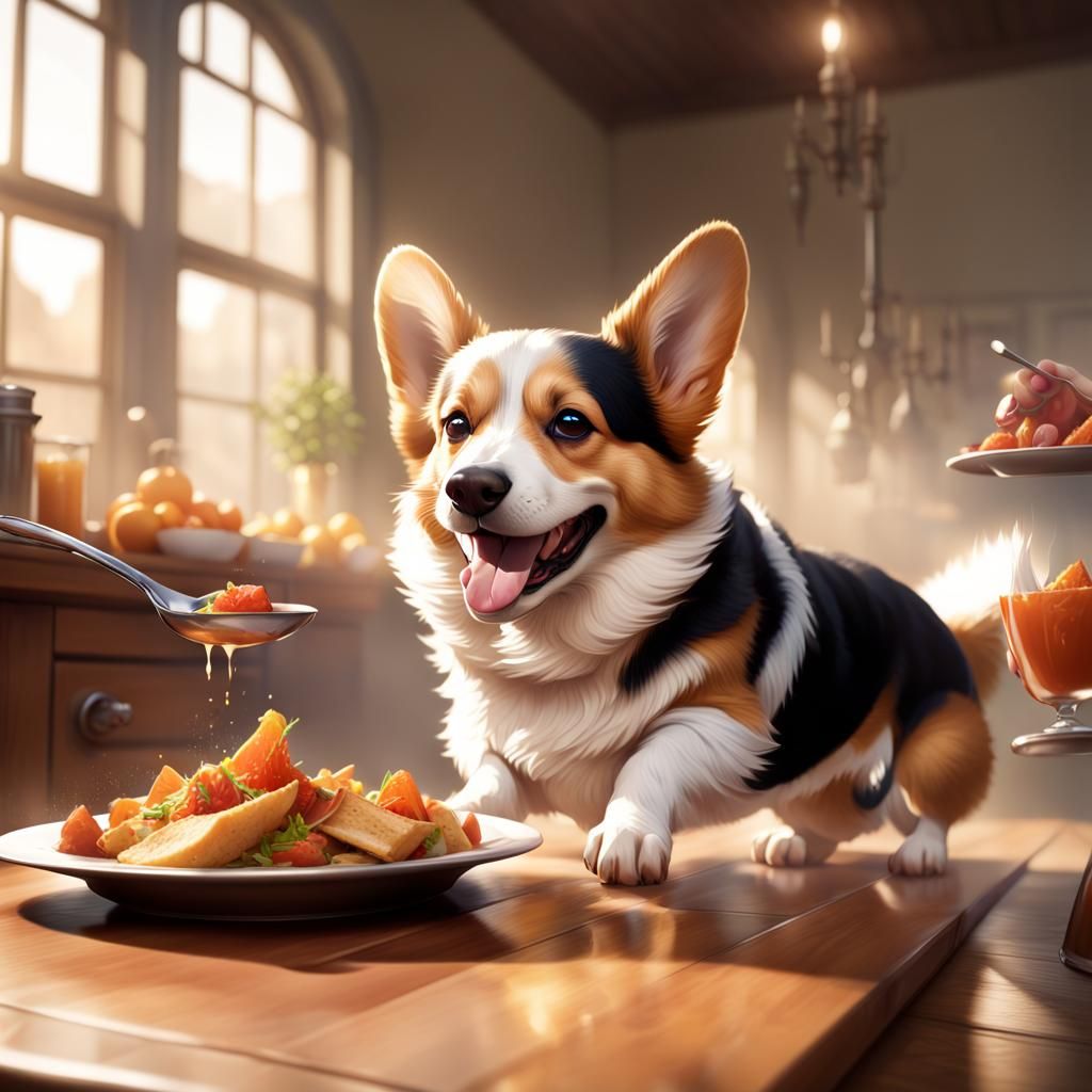 Corgi's Culinary Ambition: A Digital Art Portrait