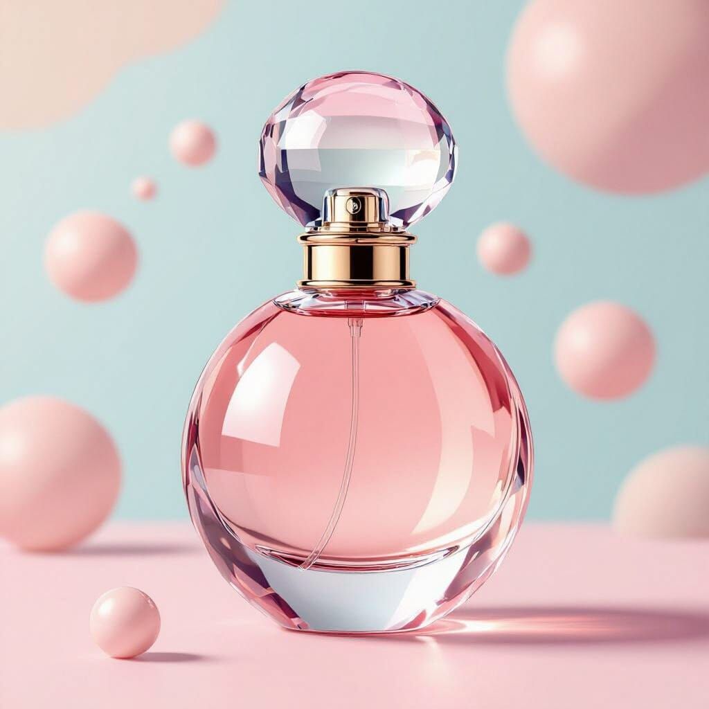 Baby Pink Perfume Bottle in Minimalist Style