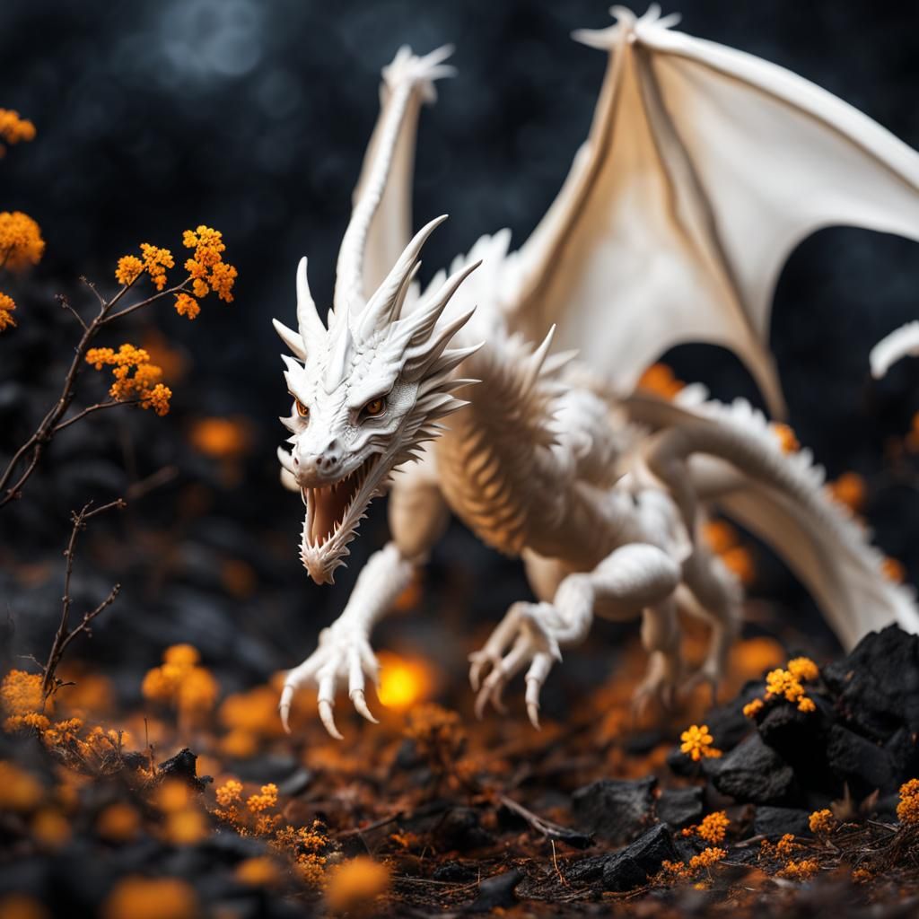 White Dragon Leaps Toward Camera in Ultra-Realistic Photo