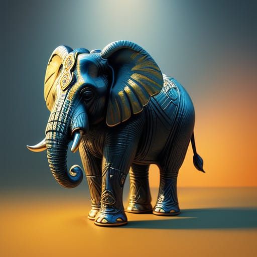 Surreal Elephant Portrait in Vibrant, High-Contrast Digital ...