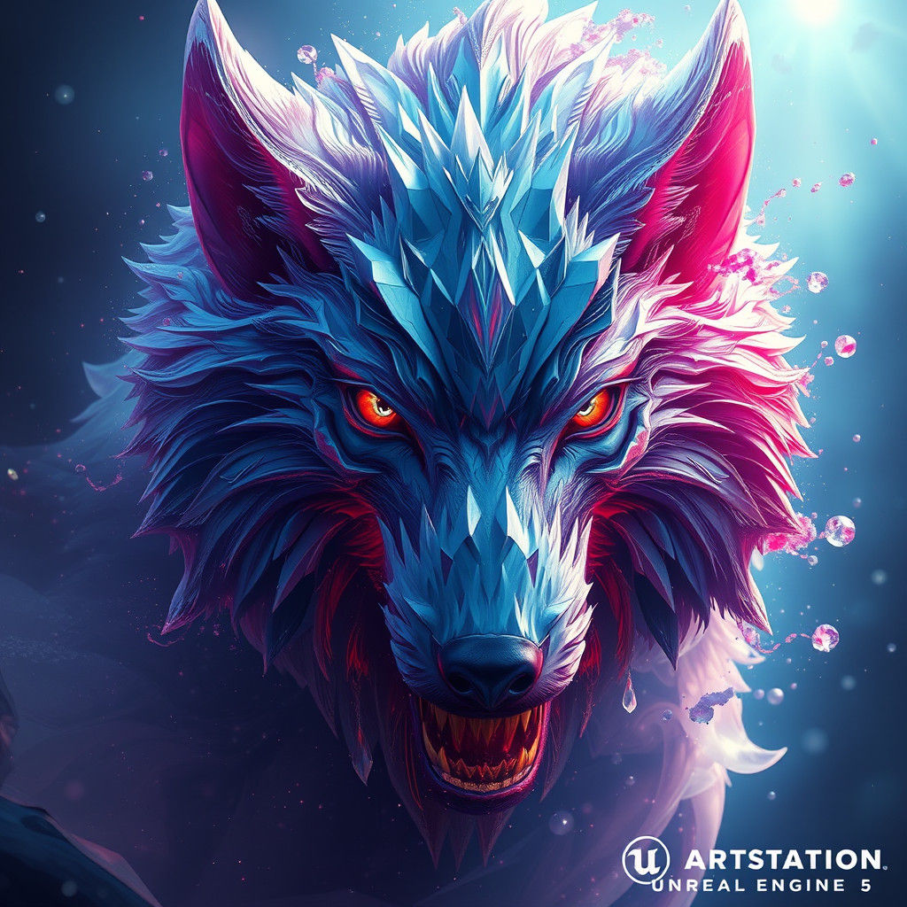 Crystal Wolf Matte Painting in Deep Color