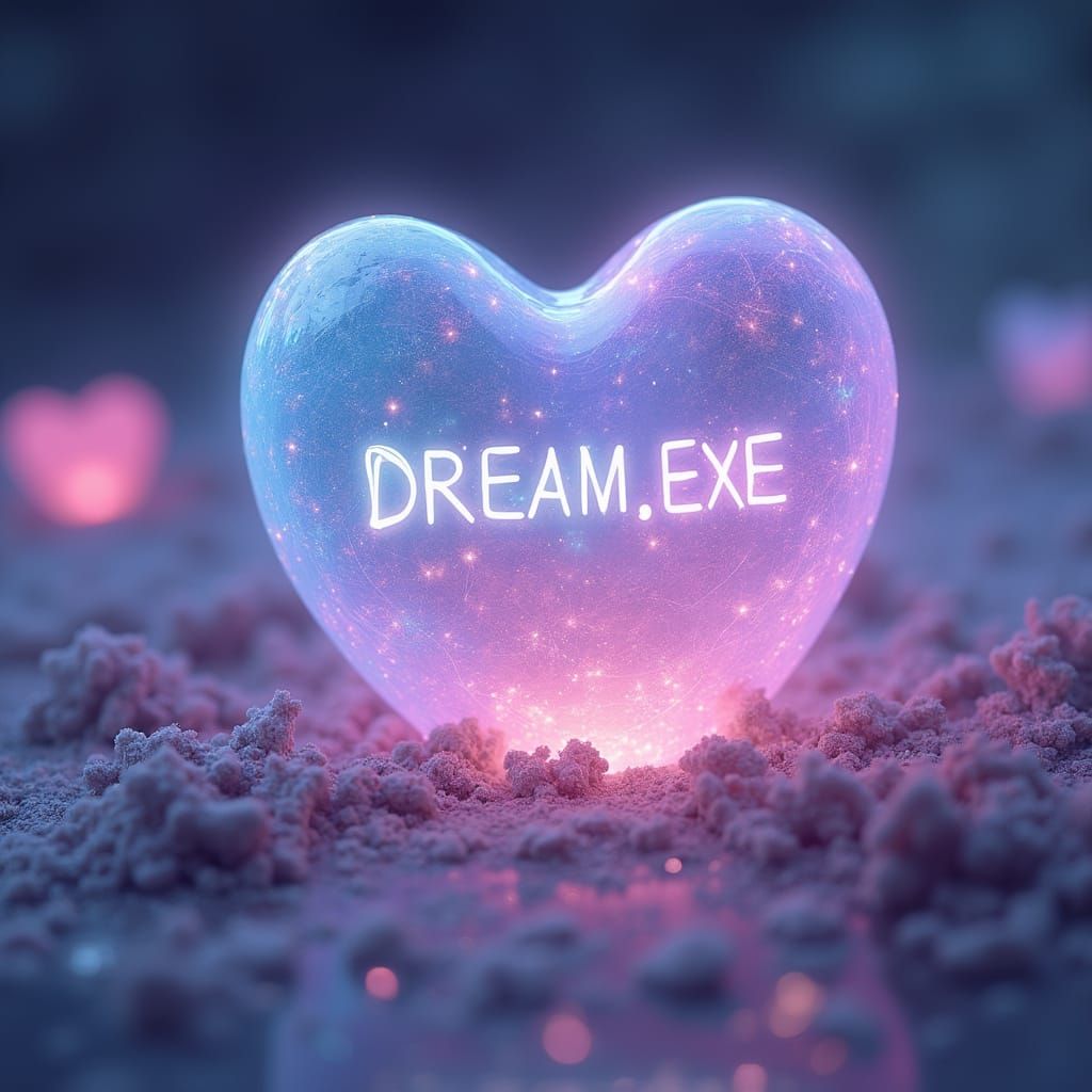 Glowing Pastel Hearts in Space