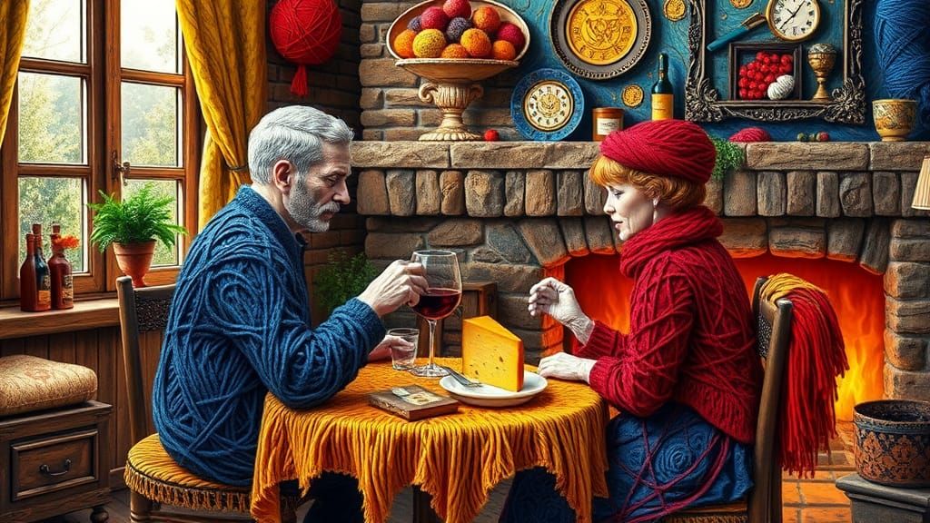Cozy Yarn Evening: Van Gogh-Inspired 3D Art