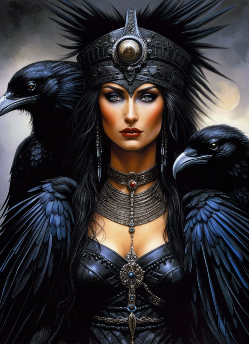 Raven Goddess Portrait in Dark Fantasy Style