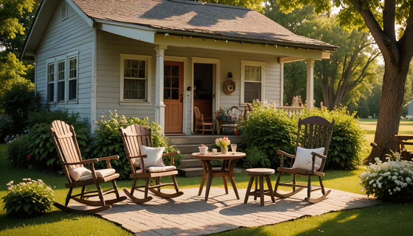 Grandparent's Home: A Nostalgic Summer Evening Scene