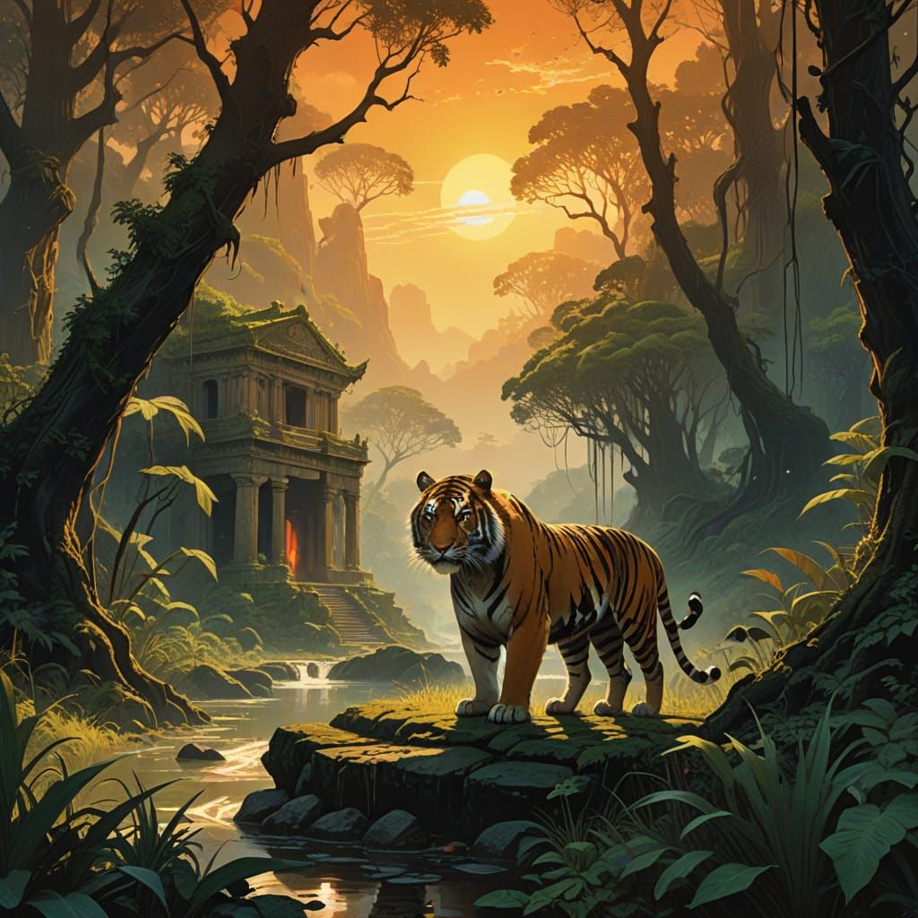 Regal Bengal Tiger in Golden Indian Jungle
