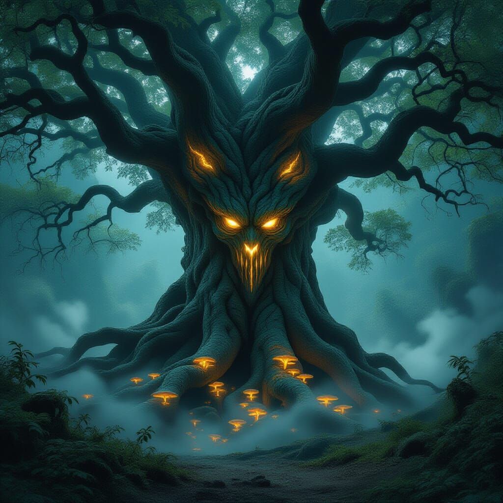 Ancient Tree Spirit Awakens in Mystical Grove
