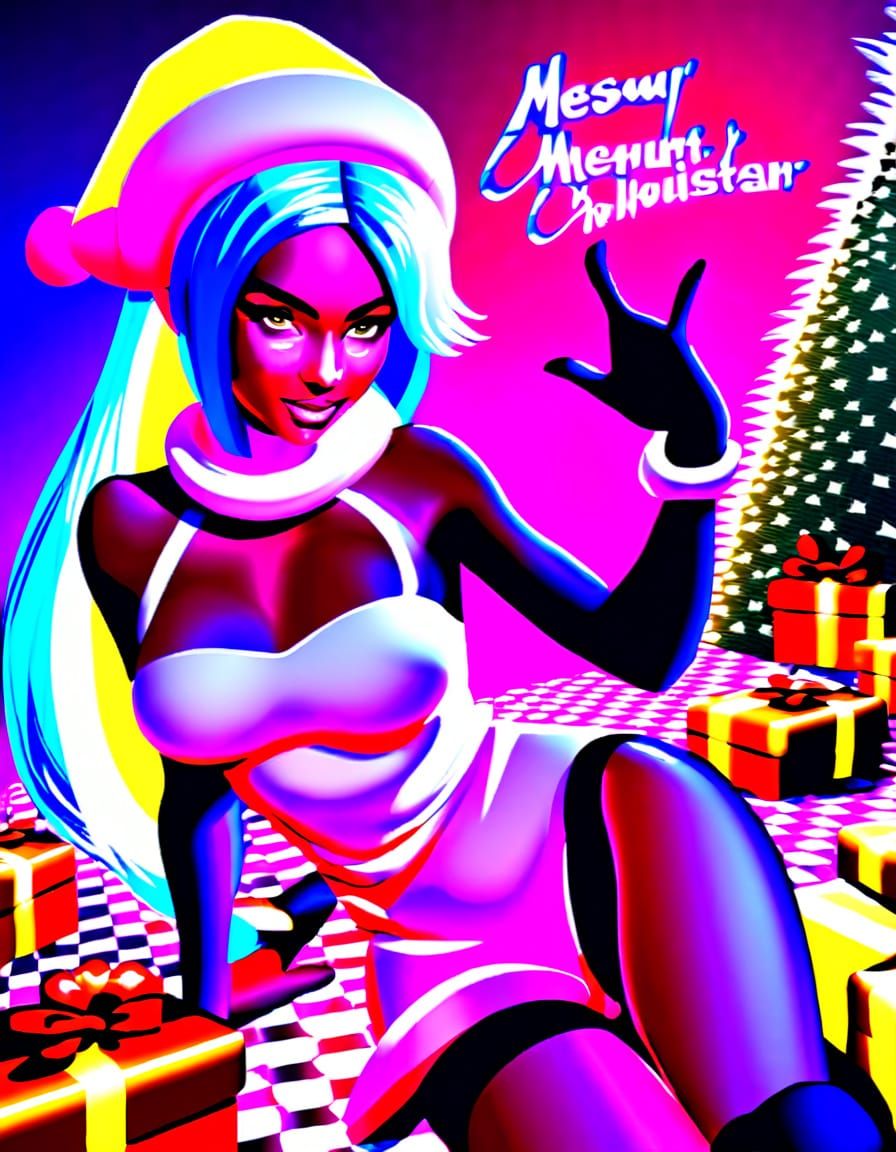 Woman in White Latex: Vibrant Digital Art Portrait