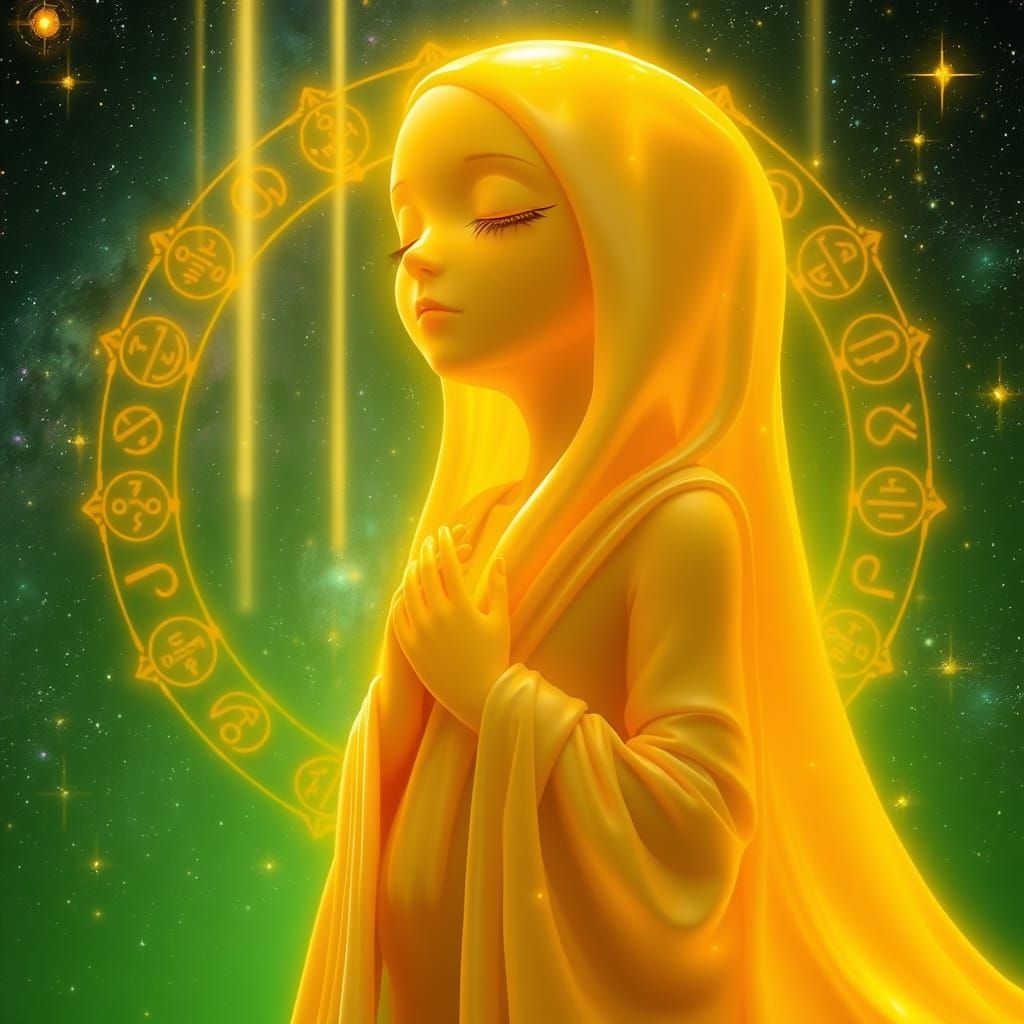 Golden Slime in Divine Light with Runes