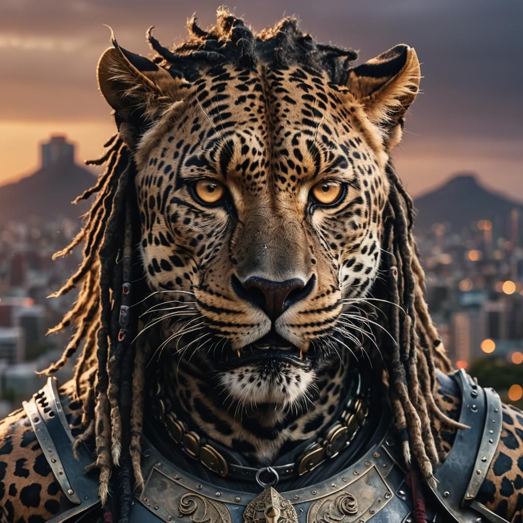 African Dark Fantasy Demon in Cape Town Armor