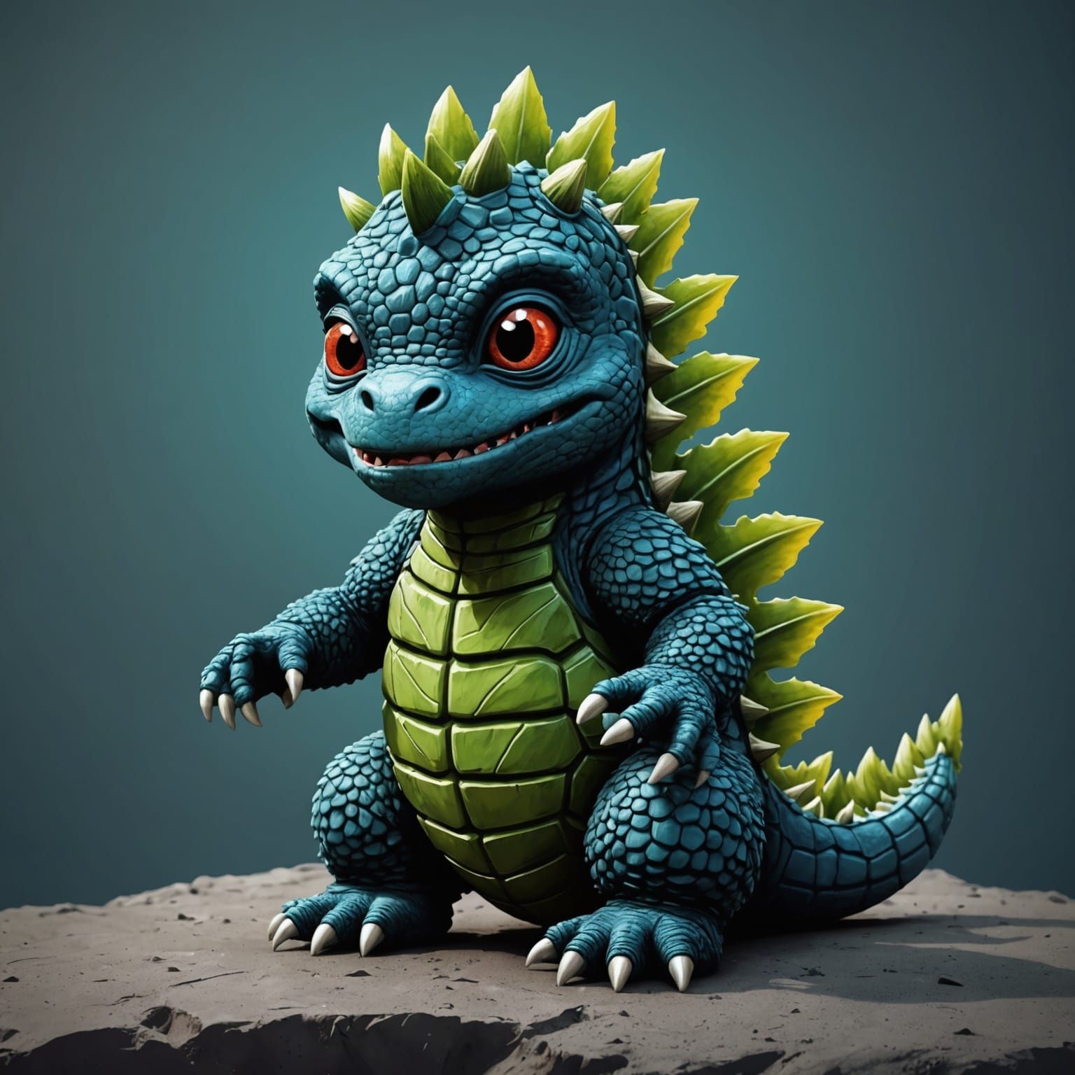 Adorable Baby Godzilla Cartoon Illustration