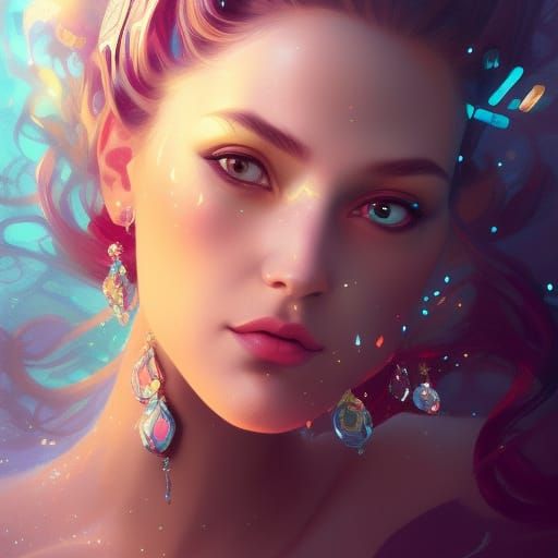 Regal Cyan Princess Portrait in Hyperdetailed Style