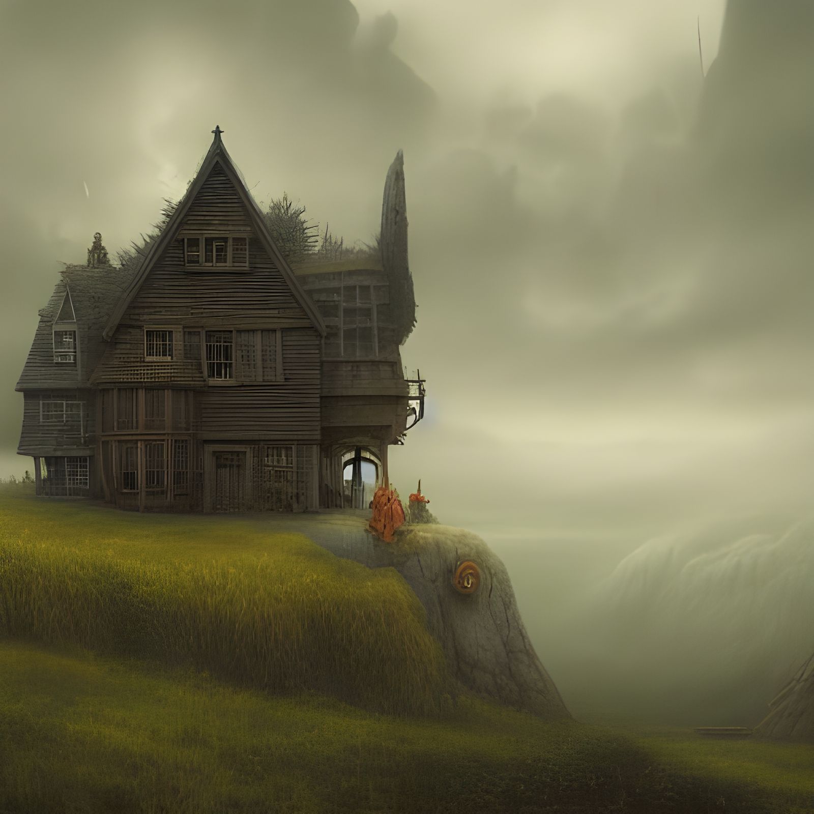 Whimsical House on Rolling Hills, Fine Art