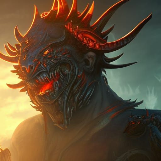 Detailed Demon Warrior in Fantasy Concept Art