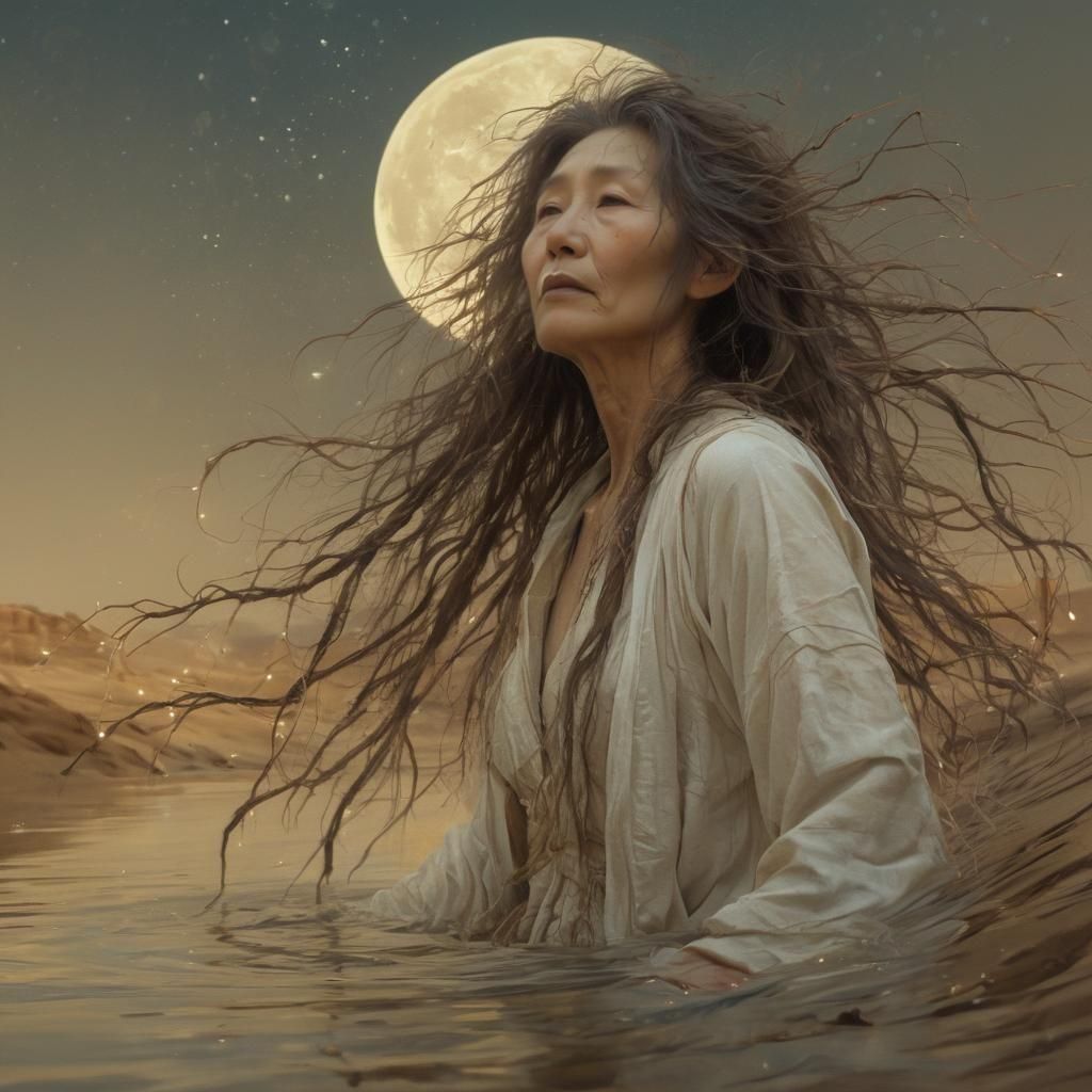 Mystical Desert Sage in Dystopian Oasis