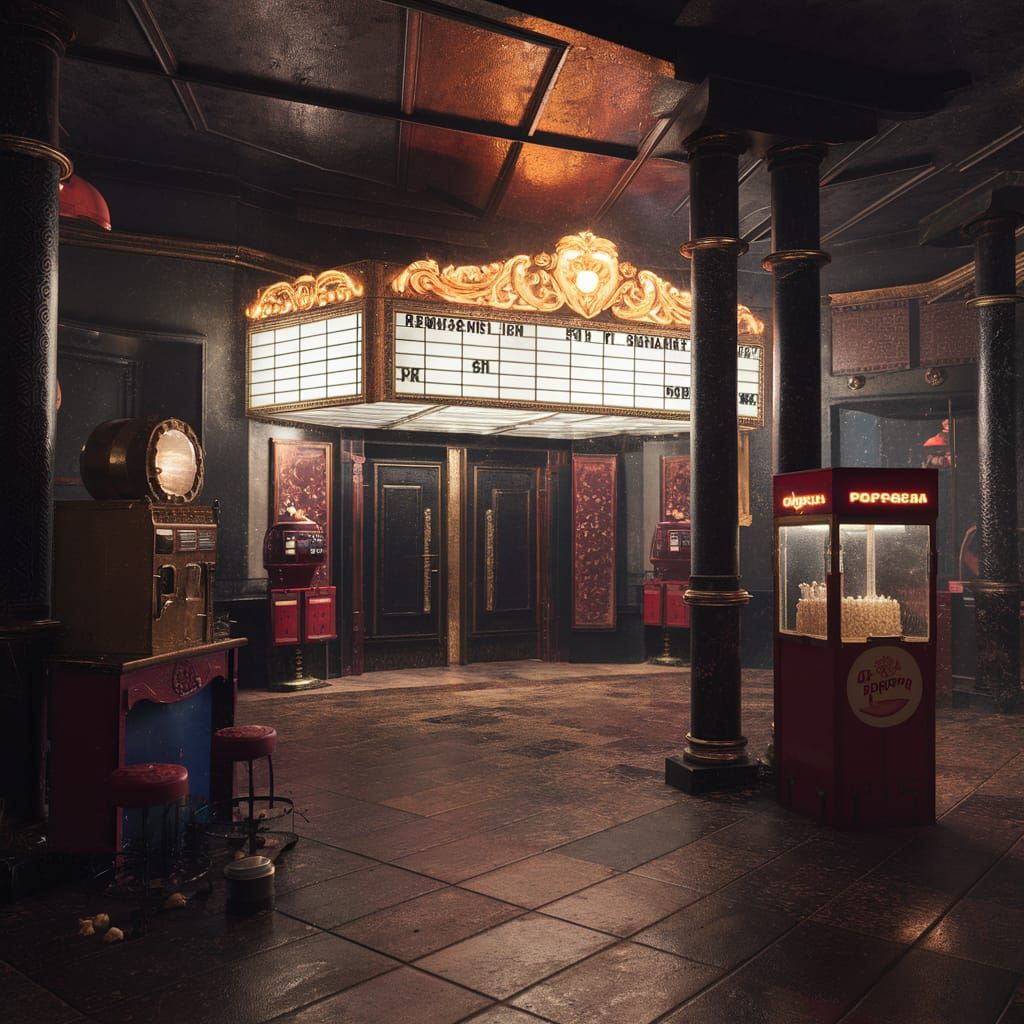 Vintage Cinema Interior in 3D Game Style