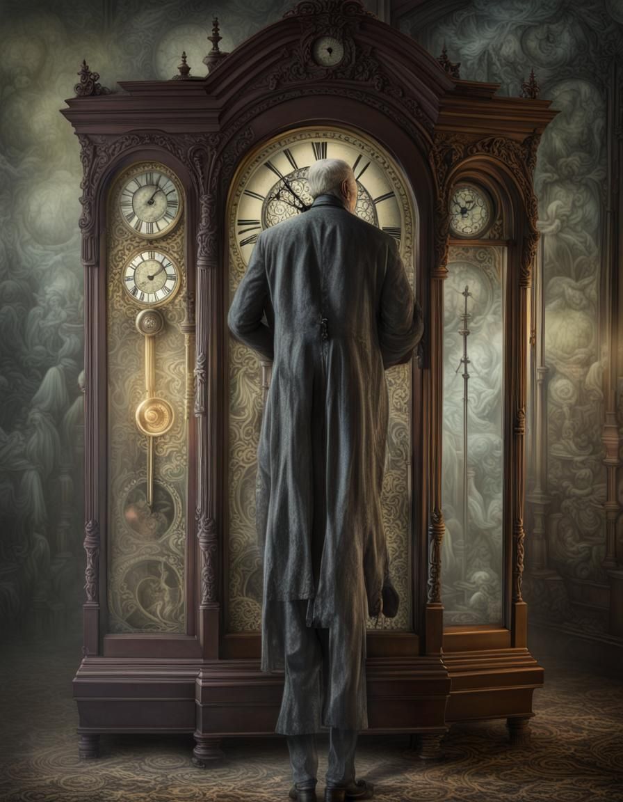 Victorian Ghost by Grandfather Clock