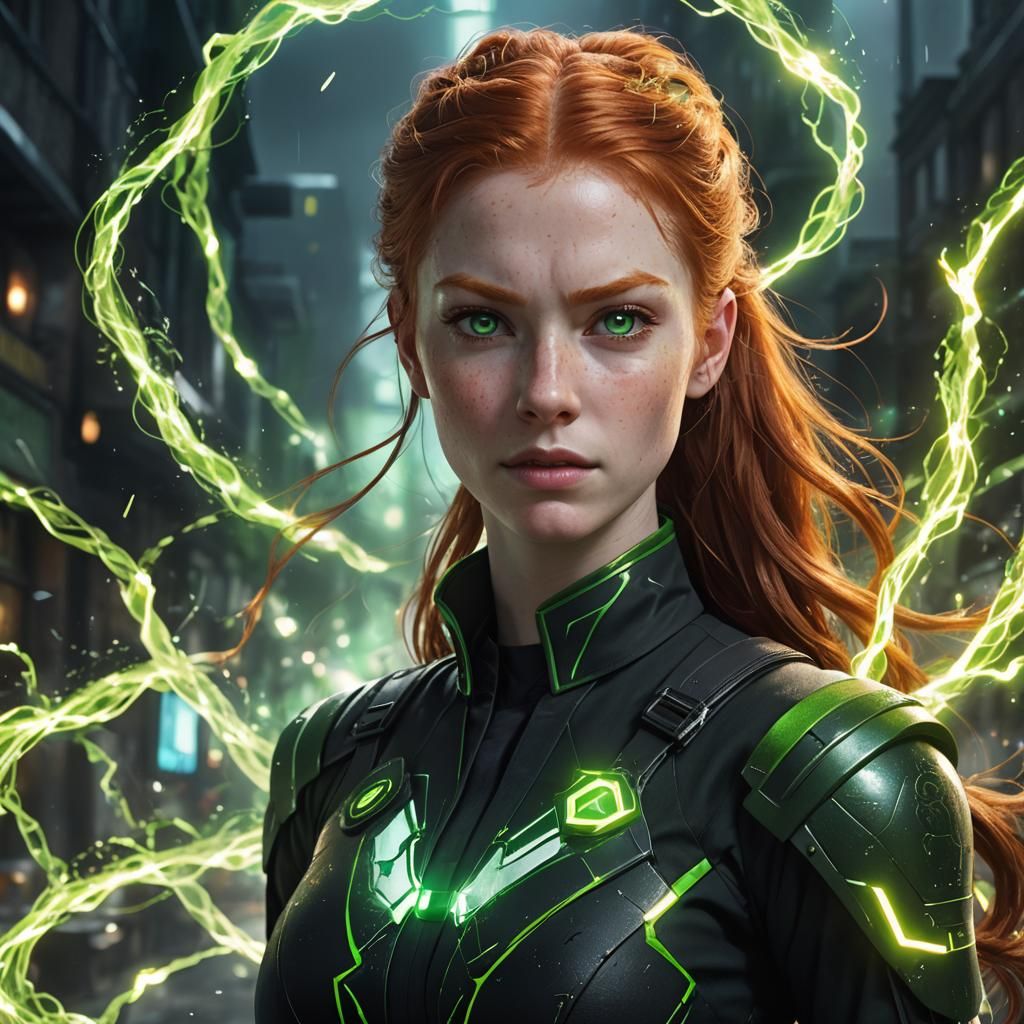 Redhead Girl with Telekinesis Superpower