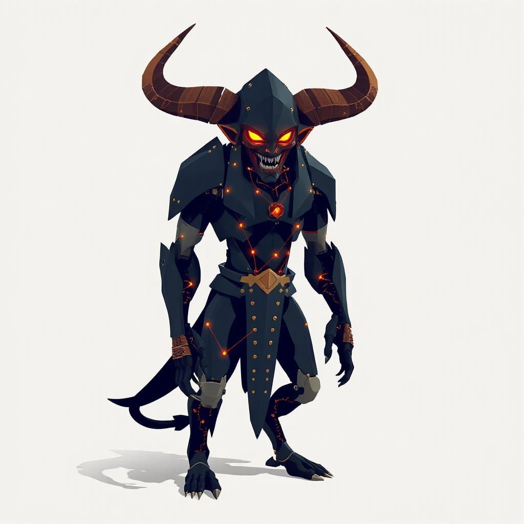 Cybernetic Demon of Anguish in Deep Indigo