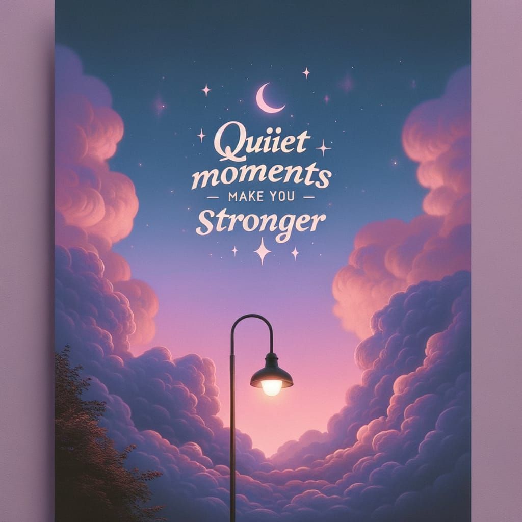 Serene Dusk Sky with Quote in Digital Art