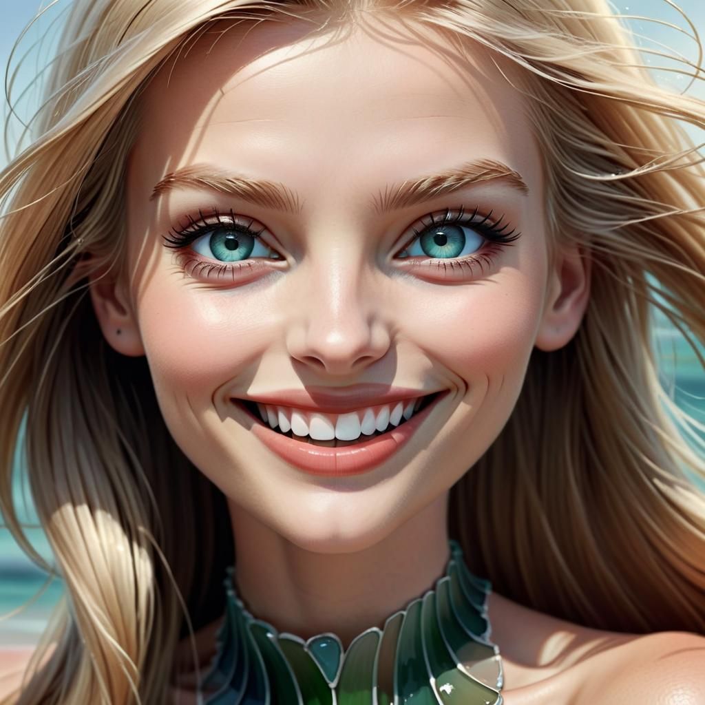 Photorealistic Portrait of a Woman with Striking Features