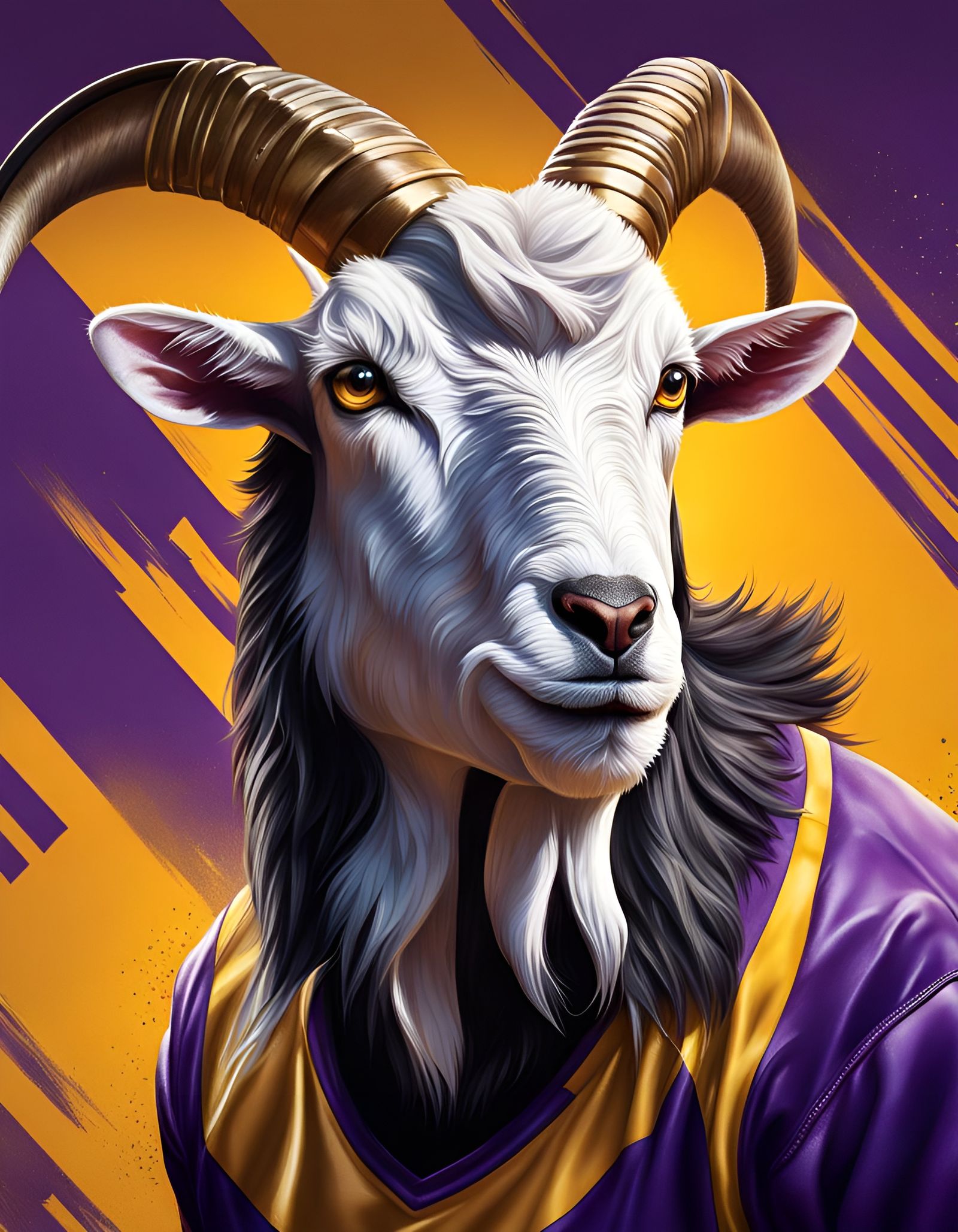 Goat in Lakers Jersey Splash Art