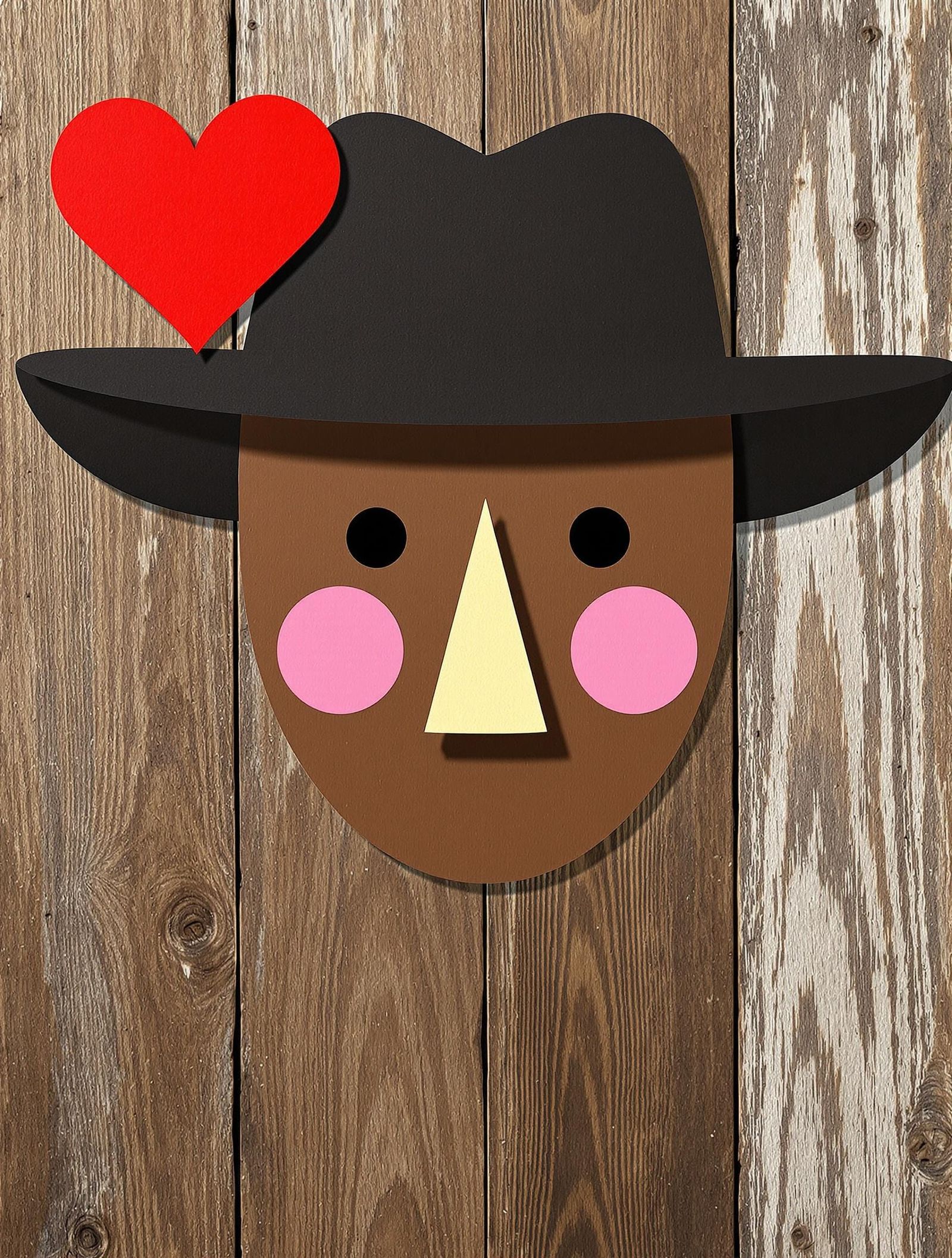 A stylized digital illustration showcases a minimalist face framed by a dark, wide-brimmed hat, set against a textured w...