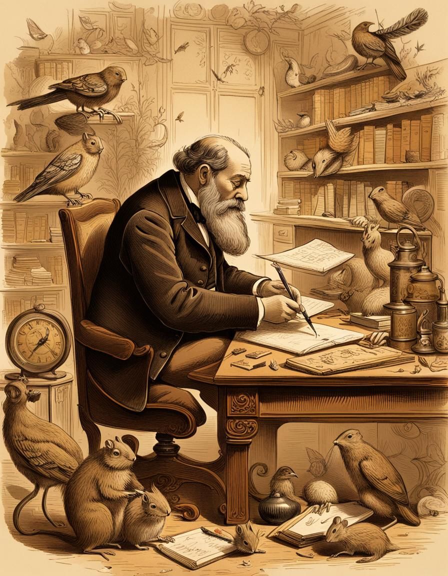 Edward Lear Style Whimsical Beard Illustration