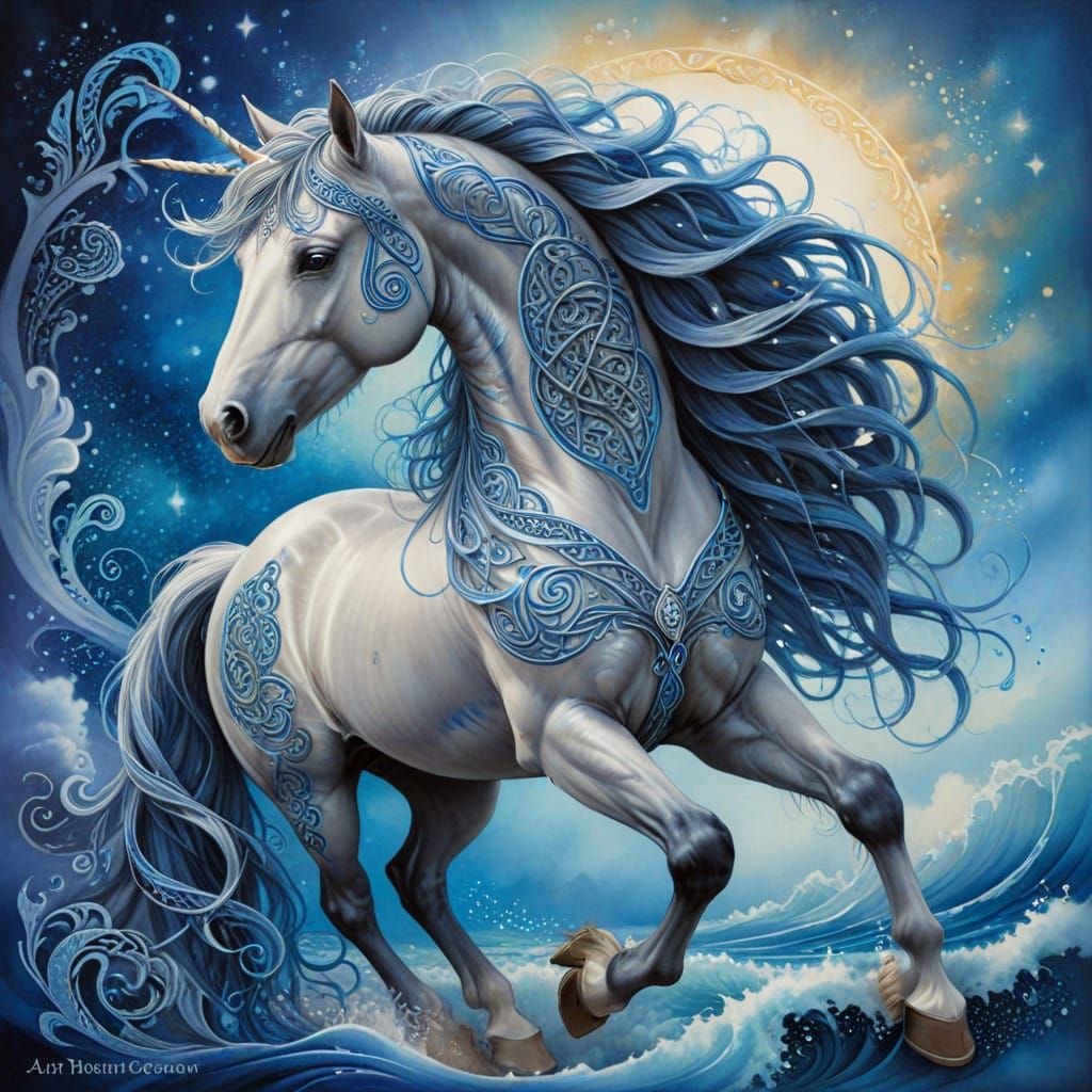 Mystical Celtic Horse in Dreamy, Ethereal Landscape