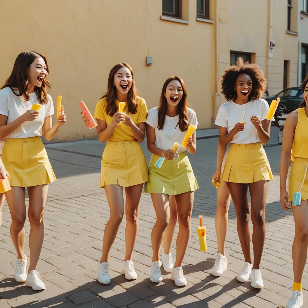 Girls in Yellow: A Pop Art Summer Scene