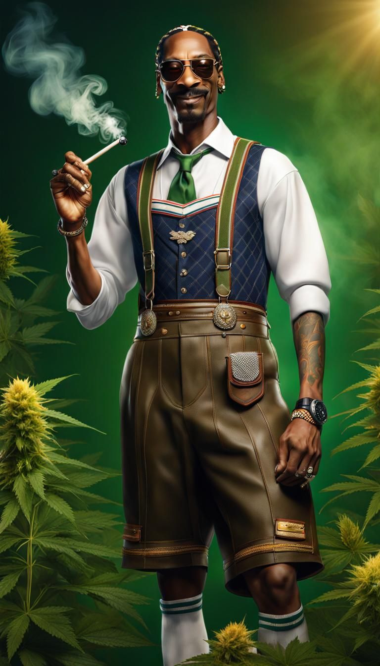 Snoop Dogg in a lederhosen outfit