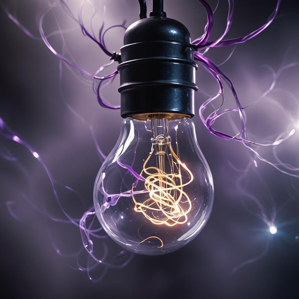 Luminescent Lightbulb Being in Dreamlike Surrealism