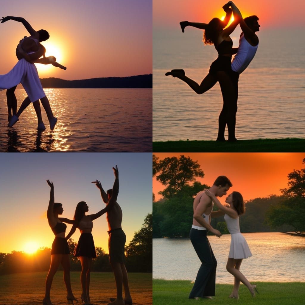 Silhouette Dancers in Summer Sunset