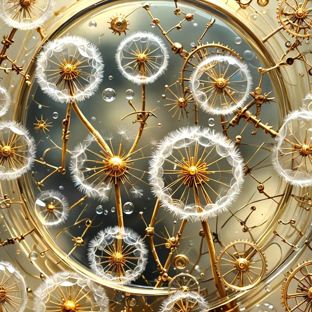 Dandelion Seeds Encapsulated in Glass Bubbles