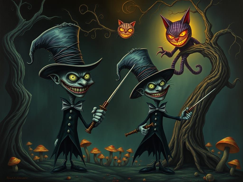 Grotesque Wonderland Twins with Cheshire Cat