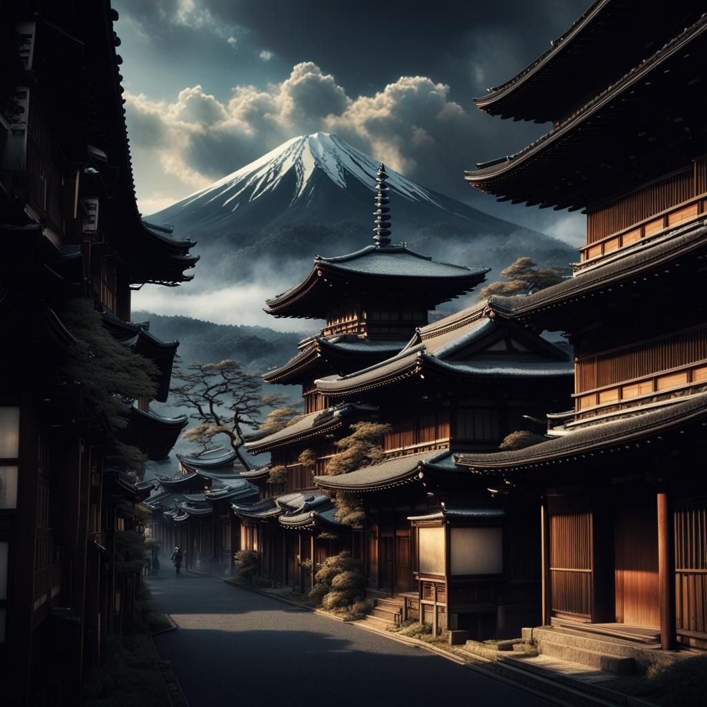 Kyoto in 1650: A Dramatic Digital Painting