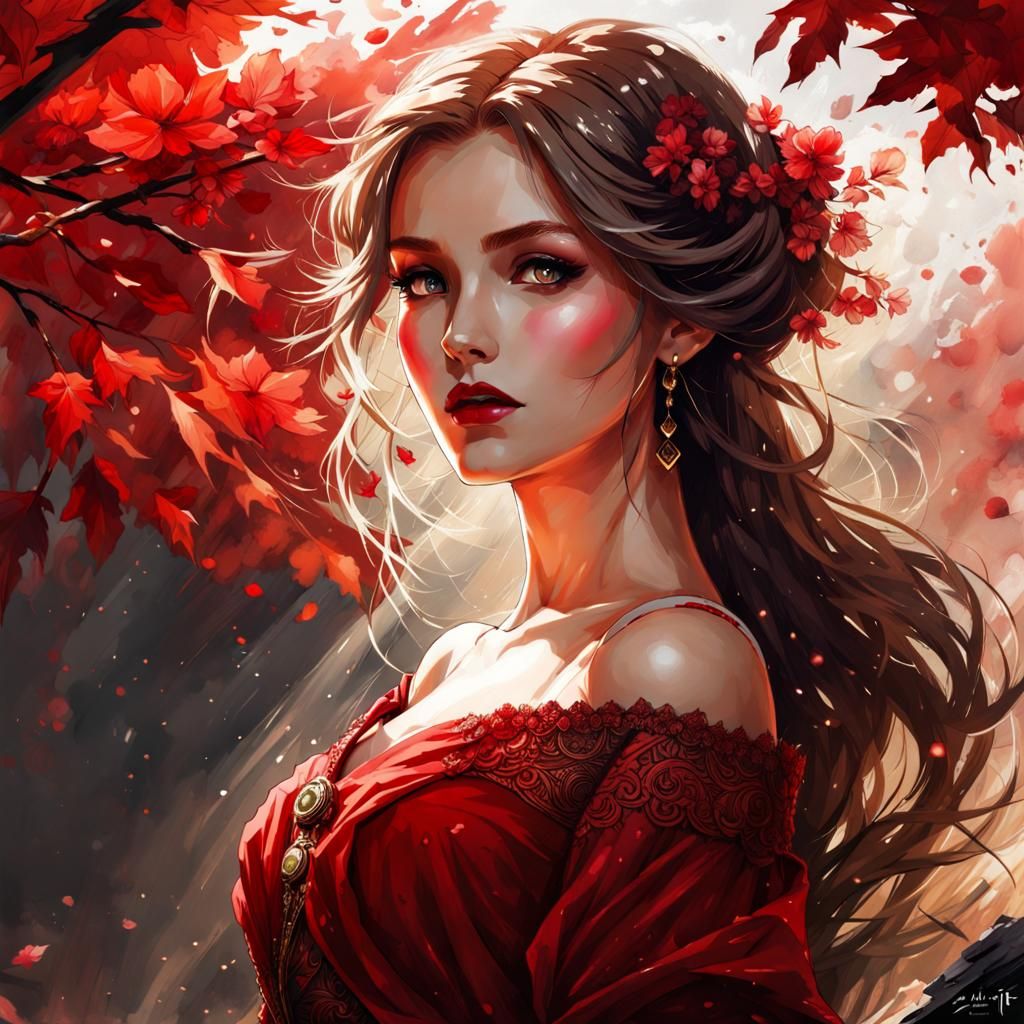 Victorian Woman Portrait in Ink Style