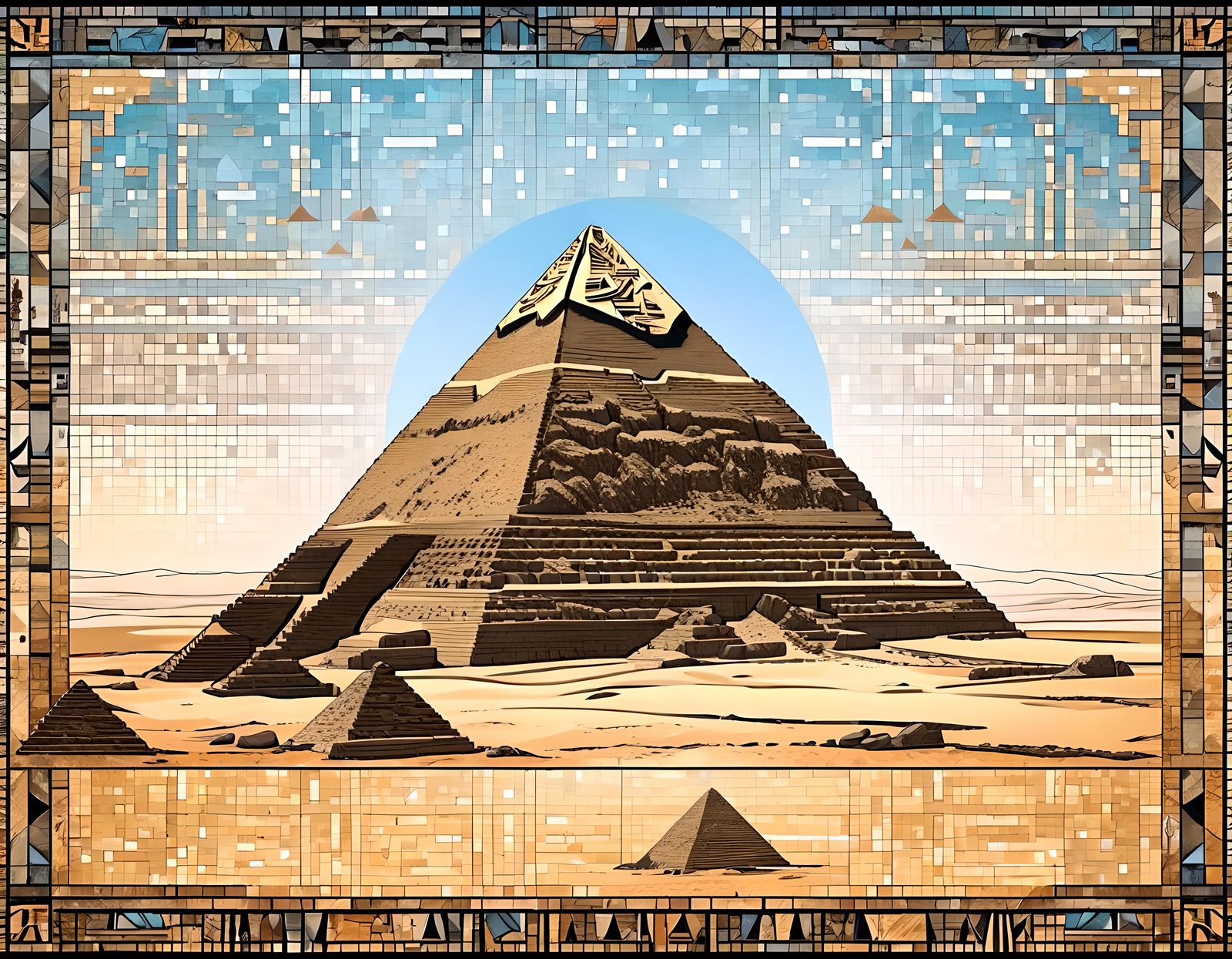 Egyptian Pyramid in Digital Art Mosaic Landscape