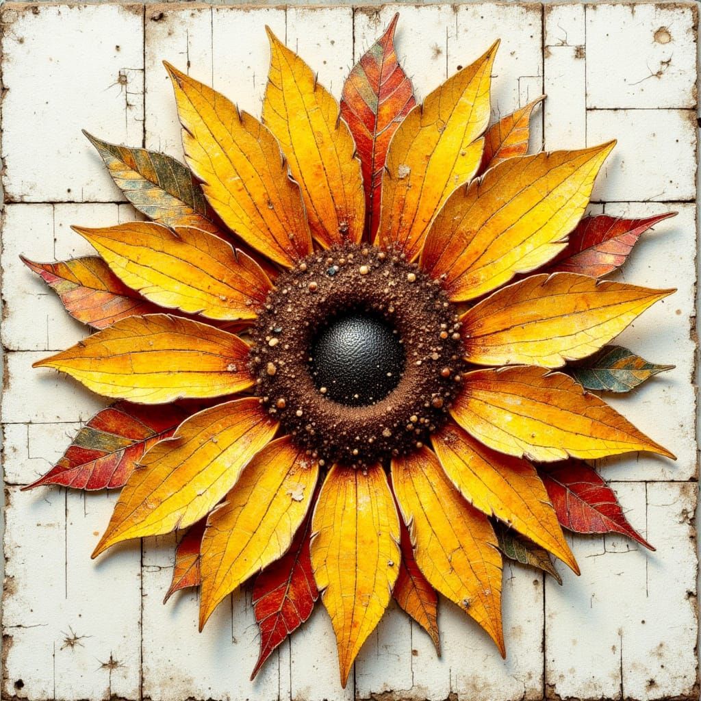Fabric Sunflower with Visible Stitching