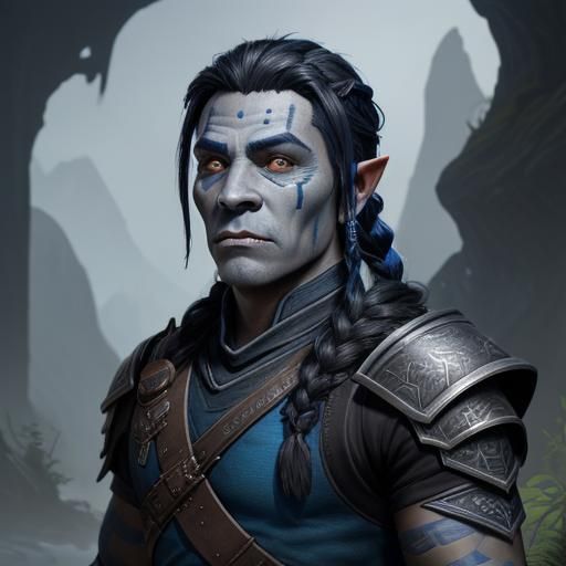 Half-Orc Teenager Portrait in Detailed Fantasy Art