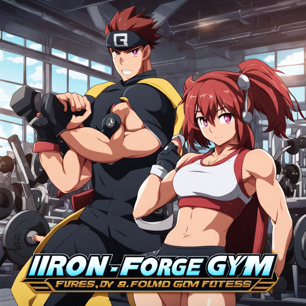 Iron Forge Gym Opening Banner in Anime Style