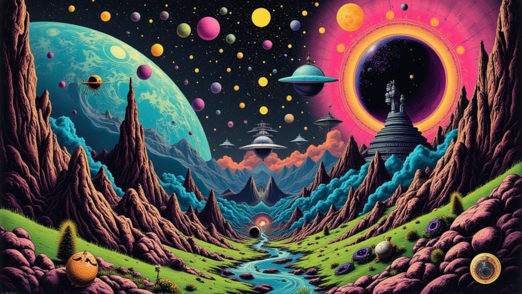 <lora:JS Lucy Dreams:1.0> <lora:PsychedelicSpace:1.0> <lora:GW Retro Stacey:1.0> <lora:MONKEY QUEEN:1.0>