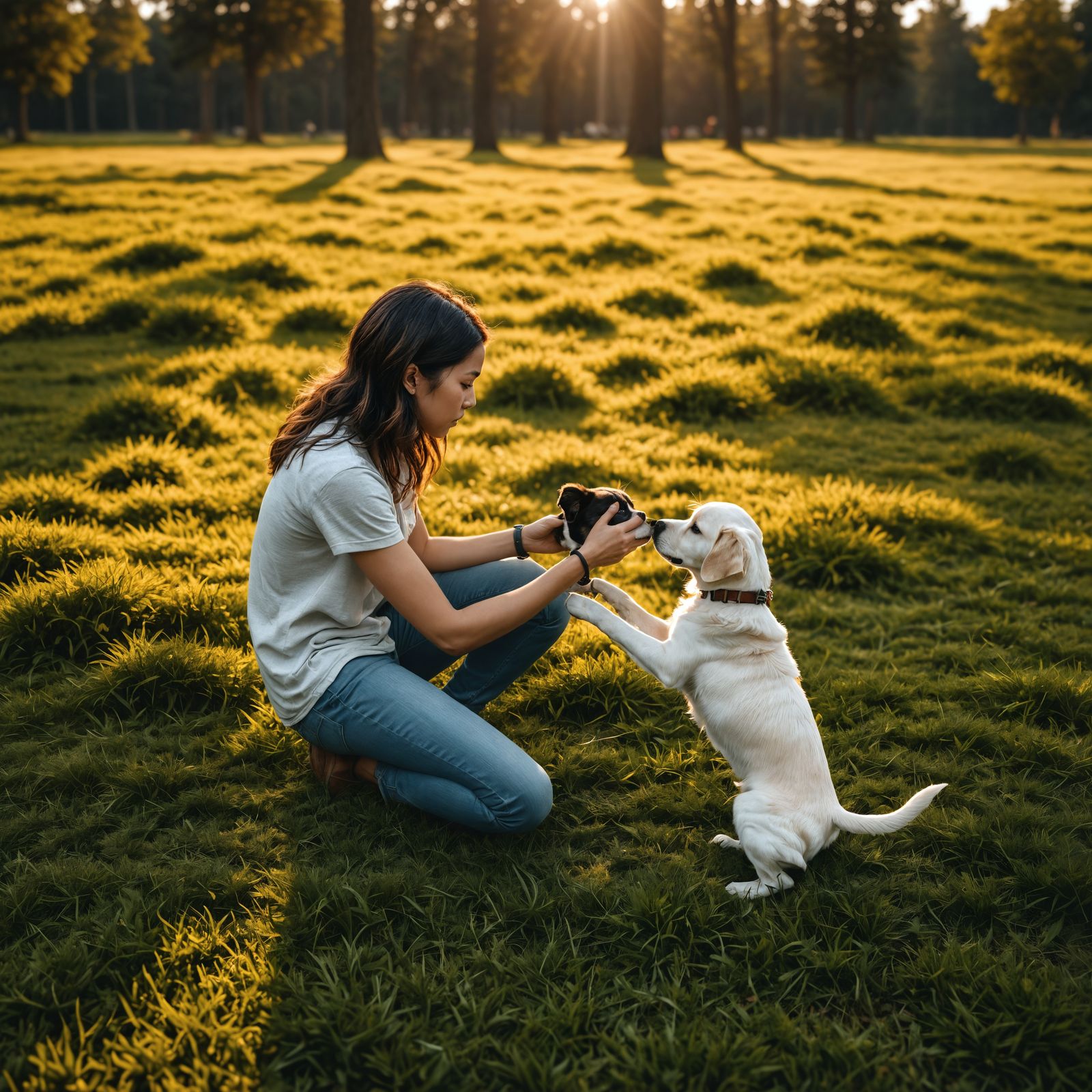 Puppy and Owner Playing: Hyperrealistic Cinematic Image