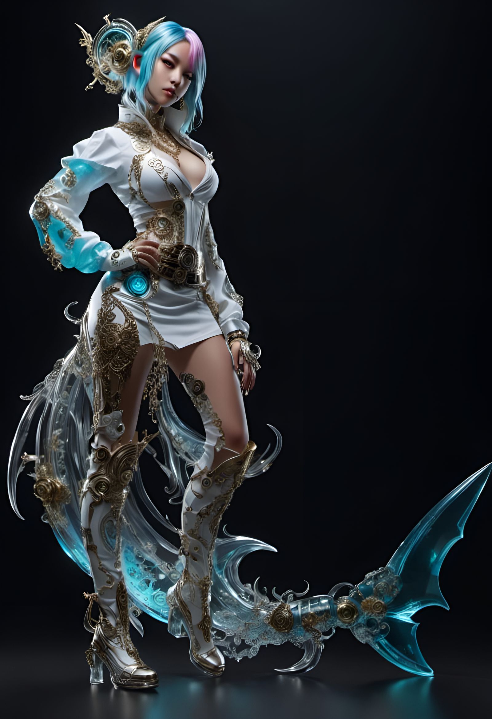 Aquatic Shark Street Fighter in Fantasy Armor