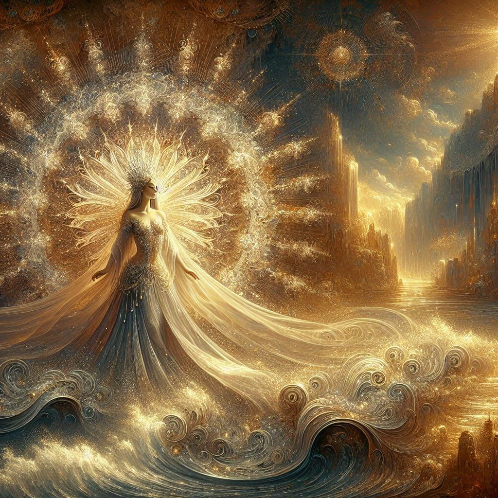 Woman Clothed in Sun Rays: Matte Painting