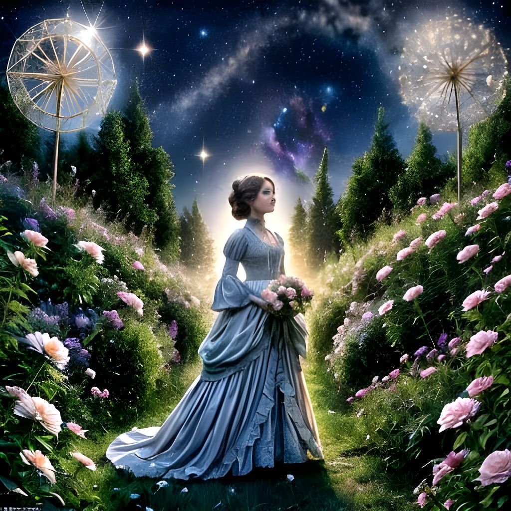 Victorian Doll in Starry Garden