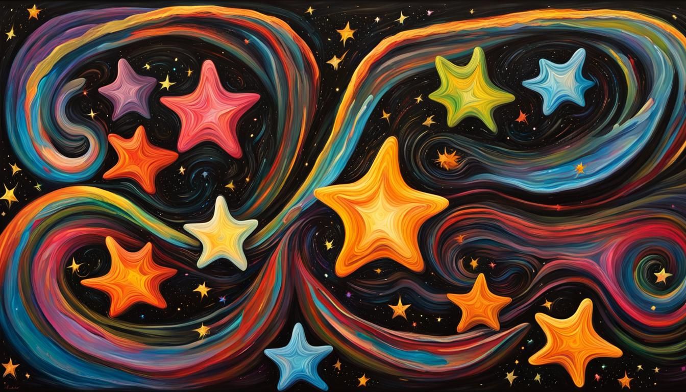 Electromagnetic Star in Impasto Oil Paint Style