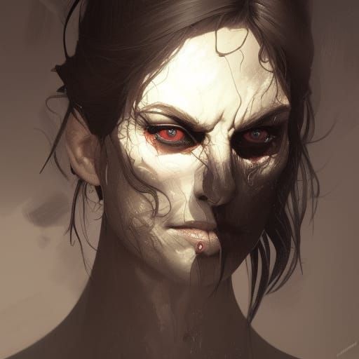 Scary Half-Dead Face Portrait in 8K